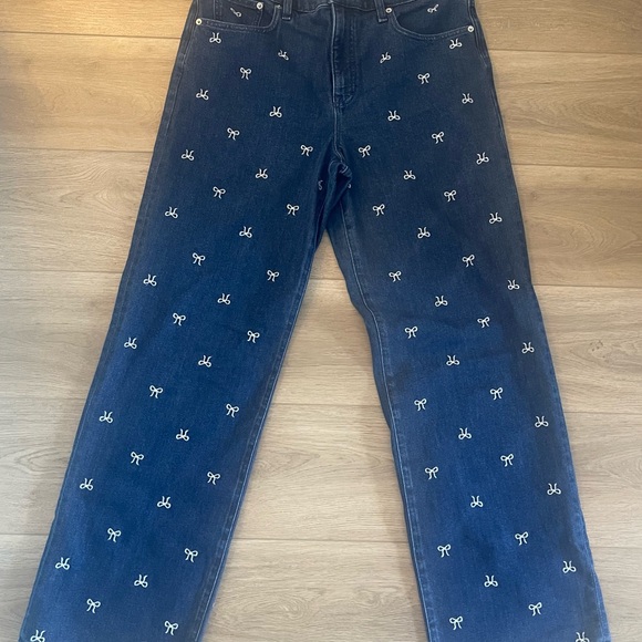 Jcrew Factory Bow-embroidered slim wide-leg jean in all-day stretch - Picture 5 of 6